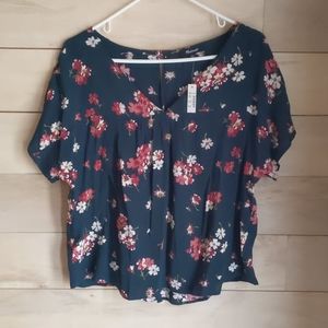 NWT madewell green and floral blouse